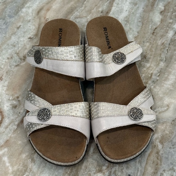 Women’s ROMIKA Fidschi 22 Off White Combi Leather slide sandals- Size 41 - Picture 3 of 7